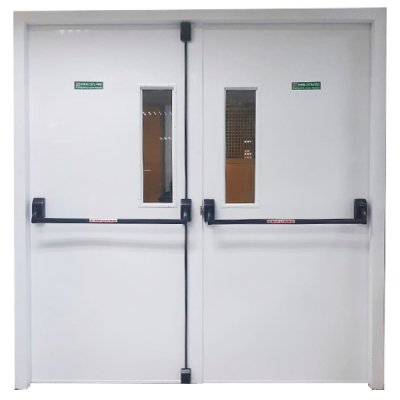 Porta Corta Fogo Metálica Dupla com Visor